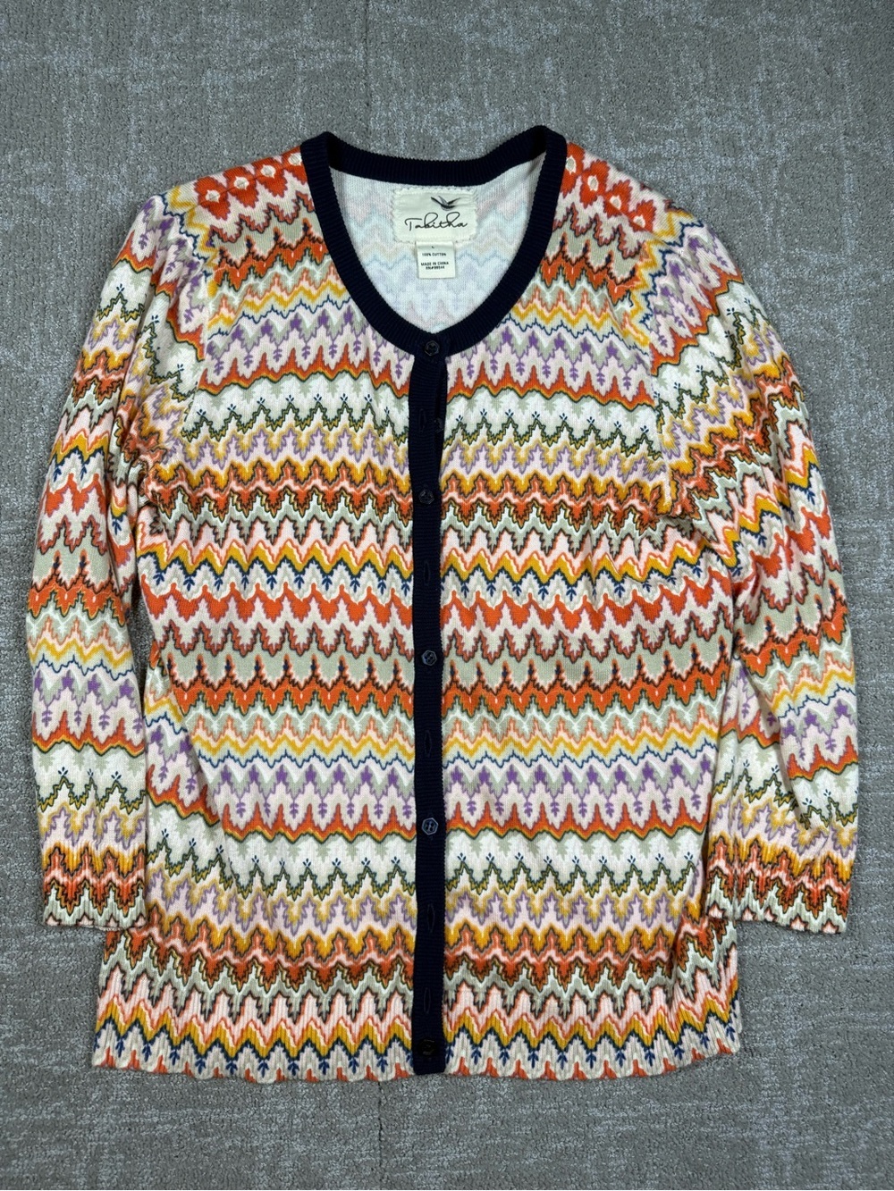 Tabitha 100% Cotton Anthropologie Colorful Cardigan Sweater Women Size Large